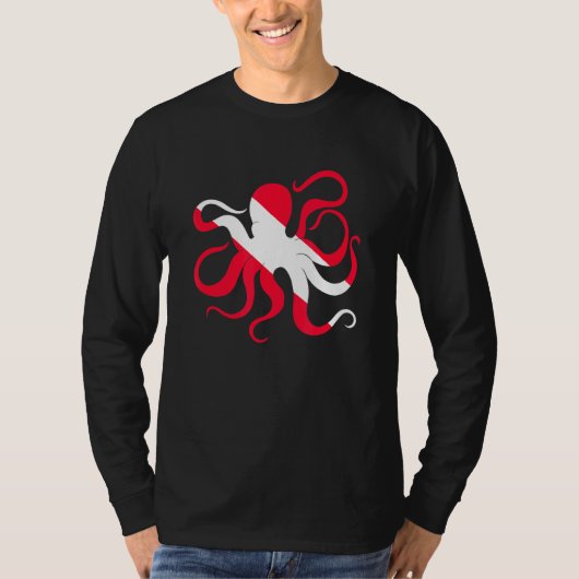 タコダイビングダイバー旗海洋生物学者セファロ Tシャツ (正面)