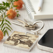 タコットフェイクヴィンテージイラストレーションモノグラムSqK キーホルダー (正面右)