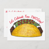 タコツーデイ・チューズデー 2歳の誕生日パーティー・フィエスタ インビテーションポストカード (正面/裏面)