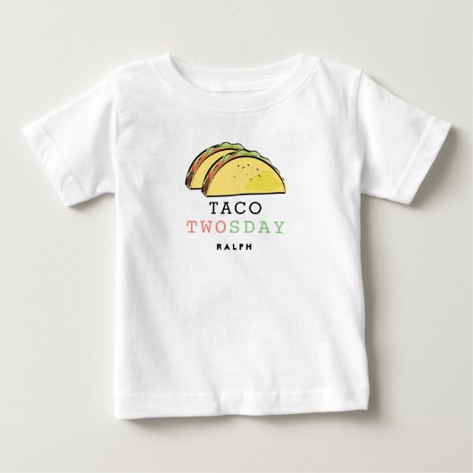 タコツーデイ・ツー・デイ ホワイト 2歳誕生日 男の子 ベビーTシャツ (正面)