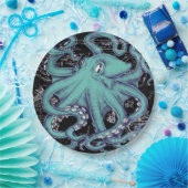 タコティール（緑がかった色）ヴィンテージマップインク ペーパープレート (パーティー)