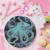 タコティール（緑がかった色）ヴィンテージマップインク ペーパープレート (パーティー)