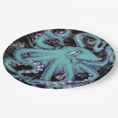 タコティール（緑がかった色）ヴィンテージマップインク ペーパープレート (アングル)