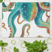 タコティール（緑がかった色）水彩画 キッチンタオル (折り畳み)