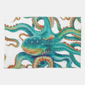 タコティール（緑がかった色）水彩画 キッチンタオル (横)