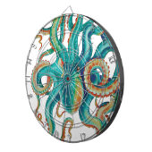 タコティール（緑がかった色）水彩触手水彩 ダーツボード (正面右)