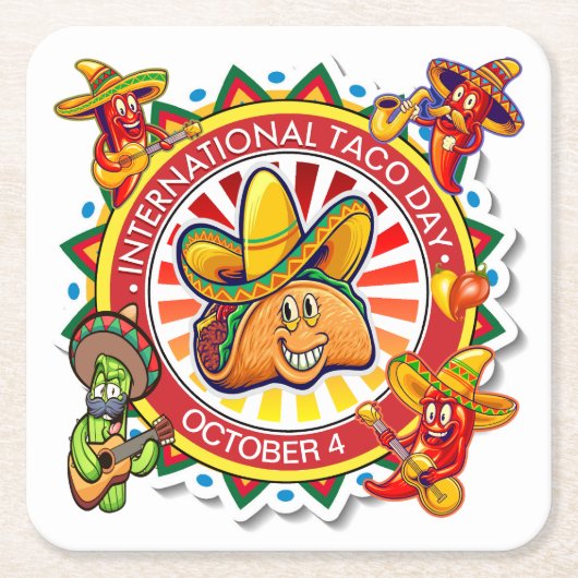 タコデイ国際的ナプキンス スクエアペーパーコースター (正面)