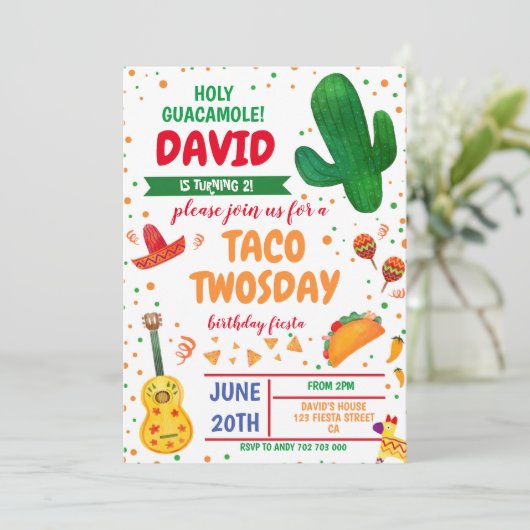 タコトゥオスデーボーイ誕生日フィエスタカクタスメキシコ語 招待状 (スタンド正面)