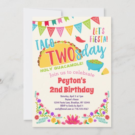 タコトゥデイズフィエスタ2nd誕生日招待状 招待状 (正面)