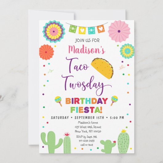 タコトゥーズデイフィエスタサクタクサス誕生日 招待状 (正面)