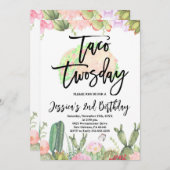 タコトゥーズデイフィエスタ誕生日タコセカンド誕生日 招待状 (正面/裏面)