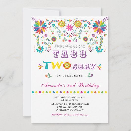 タコトゥーズデイフィエスタ誕生日招待状 招待状 (正面)