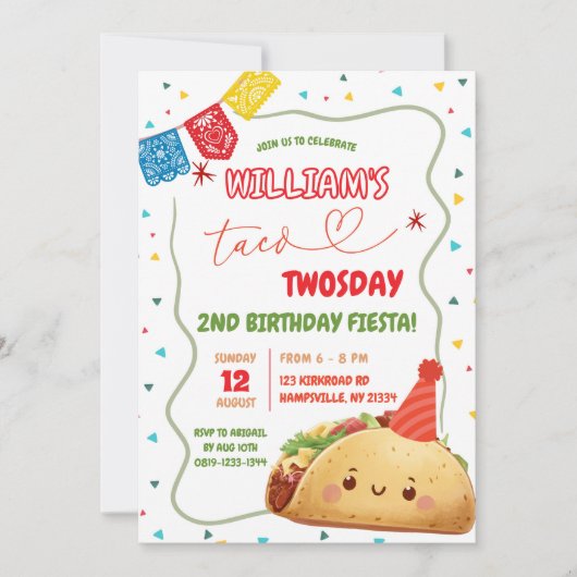 タコトウズデイメキシコおもしろい誕生日ボーイ 招待状 (正面)