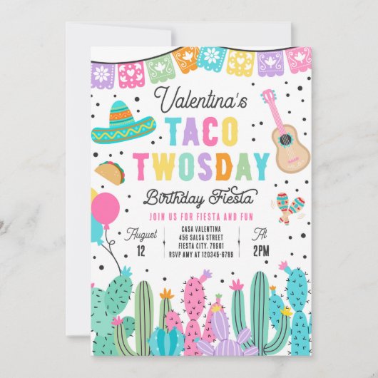 タコトウズデイ誕生日フィエスタ2nd誕生日パーティー 招待状 (正面)