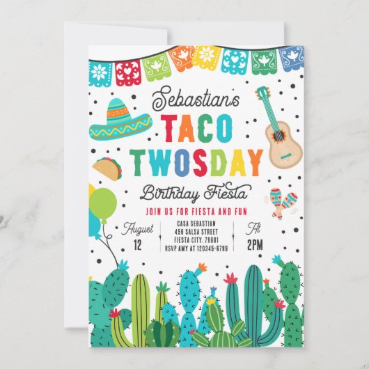 タコトウズデイ誕生日フィエスタ2nd誕生日パーティー 招待状 (正面)