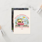 タコトラックパンピンクキャンパースクールバレンタイン写真 カード (正面/裏面インサイチュ)