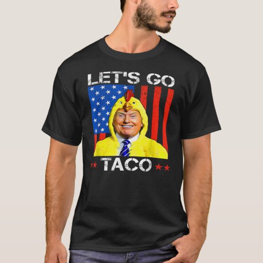タコトランプはいつも臆病 Let's Go 風刺Tシャツ Tシャツ (正面)