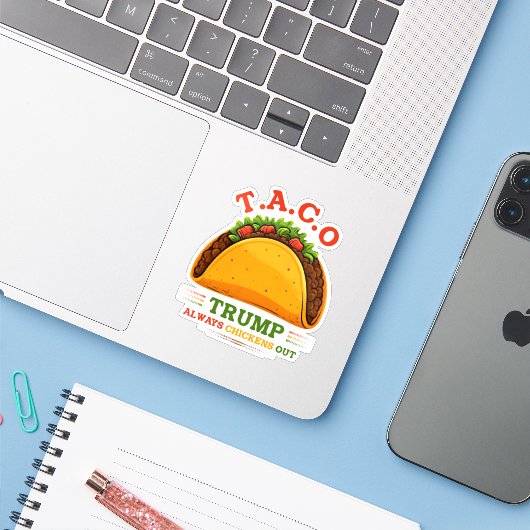 タコトランプは常にチクアウトおもしろい シール (ノートパソコンとiPhone)