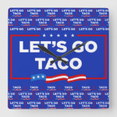 タコトランプは必ず鶏を追い出そうおもしろい スクエア壁時計 (正面)