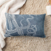 タコトワイライトブルーデニムウォーターカラーアート ランバークッション (ブランケット)