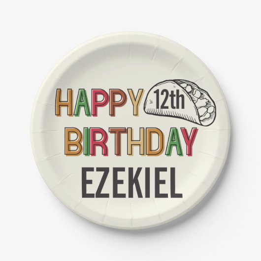 タコハッピーバースデー パーソナライズされた ペーパープレート (正面)