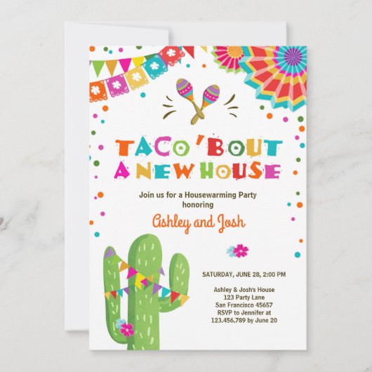 タコバウトアニューハウスフィエスタ引っ越し祝いパーティーパーティー 招待状 (正面)