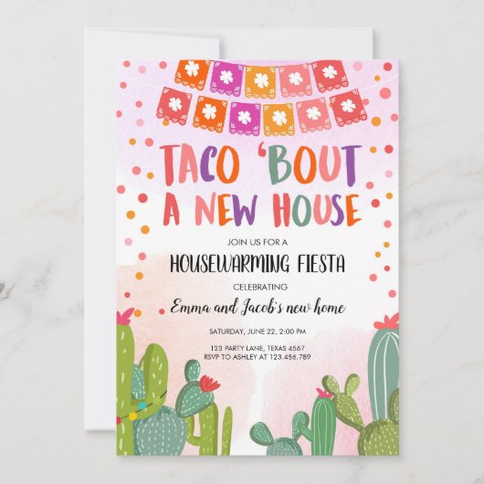 タコバウトアニューハウス引っ越し祝いパーティーパーティーフィエスタ 招待状 (正面)