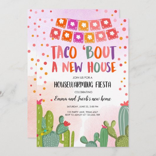 タコバウトアニューハウス引っ越し祝いパーティーパーティーフィエスタ 招待状 (正面/裏面)