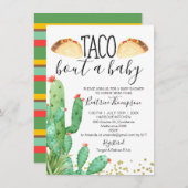 タコバウトAベビーサボテンベビーシャワー招待状 招待状 (正面/裏面)
