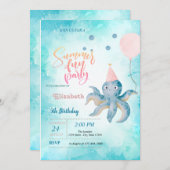 タコバルーンシーサマーバースデーパーティー 招待状 (正面/裏面)