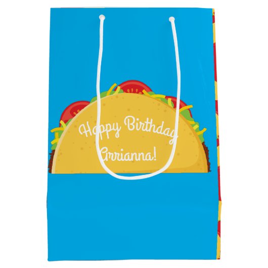 タコバースデーパーティーのメキシコ料理 ミディアムペーパーバッグ (裏面)