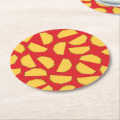 タコバースデーパーティーのメキシコ料理 ラウンドペーパーコースター (アングル)