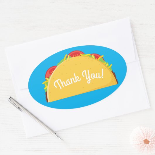 タコバースデーパーティーのメキシコ料理 楕円形シール (封筒)