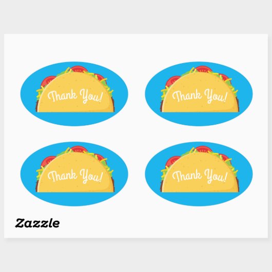 タコバースデーパーティーのメキシコ料理 楕円形シール (シート)