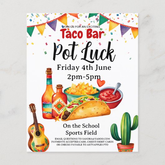 タコバーポットラックパーティー資金調達者 チラシ (正面)