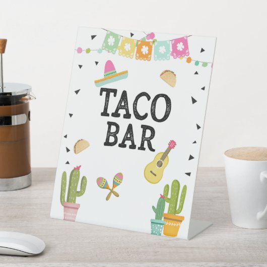 タコバーメキシコ料理サボテンフィエスタテーブルサイン 台座サイン (インサイチュ)