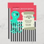 タコパイレーツ誕生日招待状 招待状 (正面/裏面)