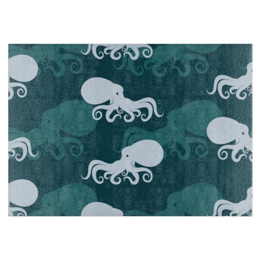 タコパターンの列 カッティングボード (正面)