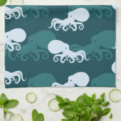 タコパターンの列 キッチンタオル (折り畳み)