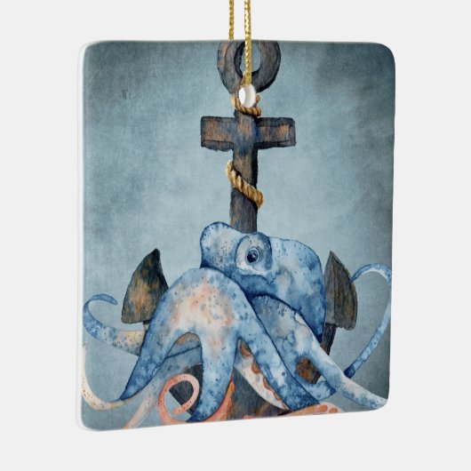 タコパーソナライズされたといかりのクリ航海のスマス セラミックオーナメント (右)