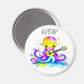 タコパーソナライズされた遊のギターサイケデリック マグネット (正面/裏面)