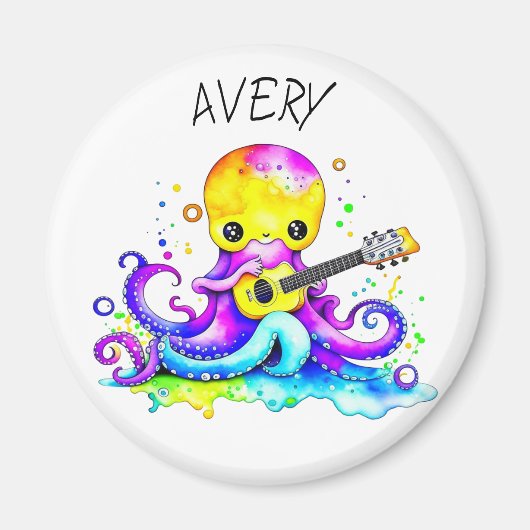 タコパーソナライズされた遊のギターサイケデリック マグネット (正面)