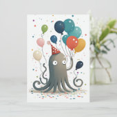 タコパーティーフラットグリーティングカード サンキューカード (スタンド正面)