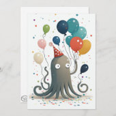 タコパーティーフラットグリーティングカード サンキューカード (正面/裏面)