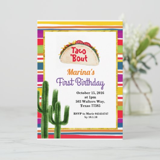 タコパーティーメキシコ1歳の誕生日メキシコ 招待状 (スタンド正面)