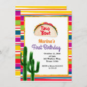 タコパーティーメキシコ1歳の誕生日メキシコ 招待状 (正面/裏面)