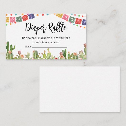 タコビュートアザベビーフェスタベビーシャワーおむつラッフル エンクロージャーカード (正面/裏面)