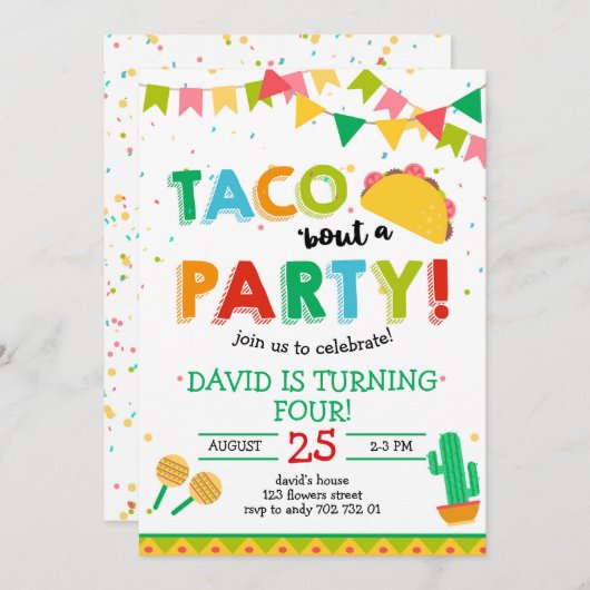 タコビュートザパーティーボーイフェスタ誕生日 招待状 (正面/裏面)