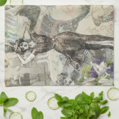 タコビーチアンティークコースタルパンク キッチンタオル (折り畳み)