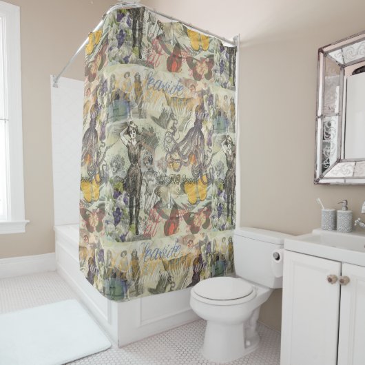 タコビーチアンティークコースタルパンク シャワーカーテン (インサイチュ)